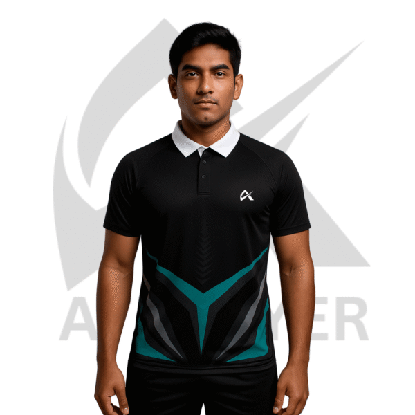 Athlayer Elite Performance Polo – Black & Teal
