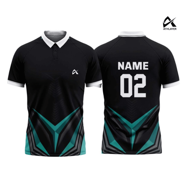Athlayer Elite Performance Polo – Black & Teal - Image 2