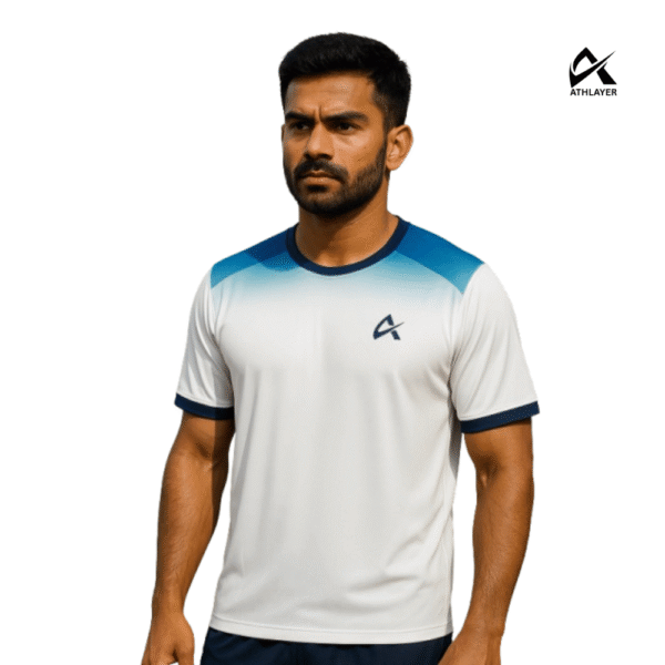 Athlayer White Gradient Sports T-Shirt for Men - Image 2