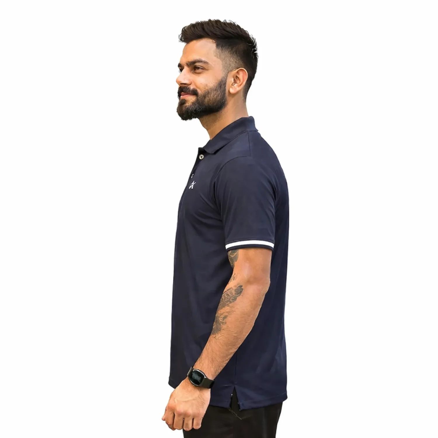 Athlayer Men's Blue Sports Lycra Polo T-Shirt - Image 2