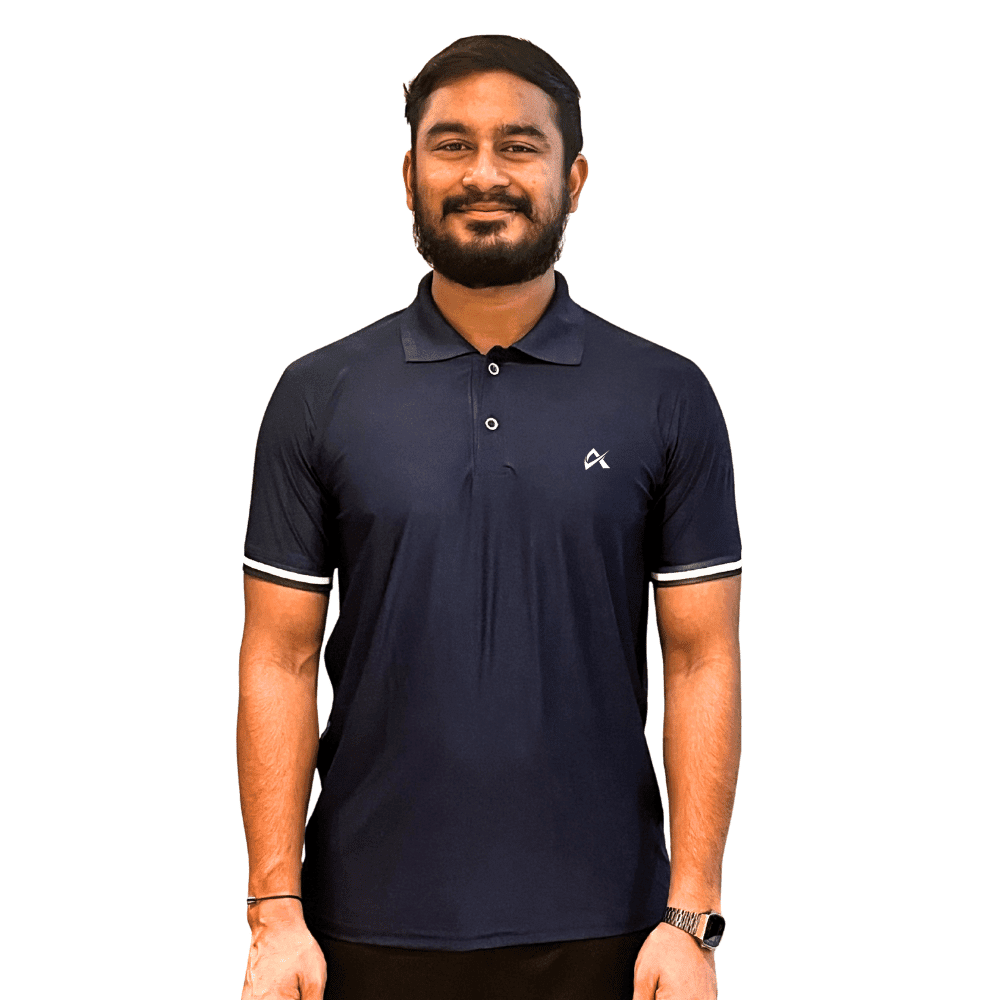 Athlayer Men’s Blue Sports Lycra Polo T-Shirt