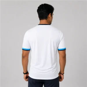 Athlayer Men’s White Cotton Lycra Running T-Shirt - Back Pose
