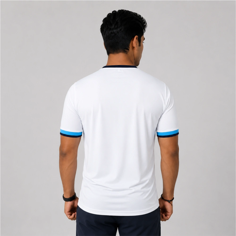 Athlayer Men’s White Cotton Lycra Running T-Shirt - Back Pose