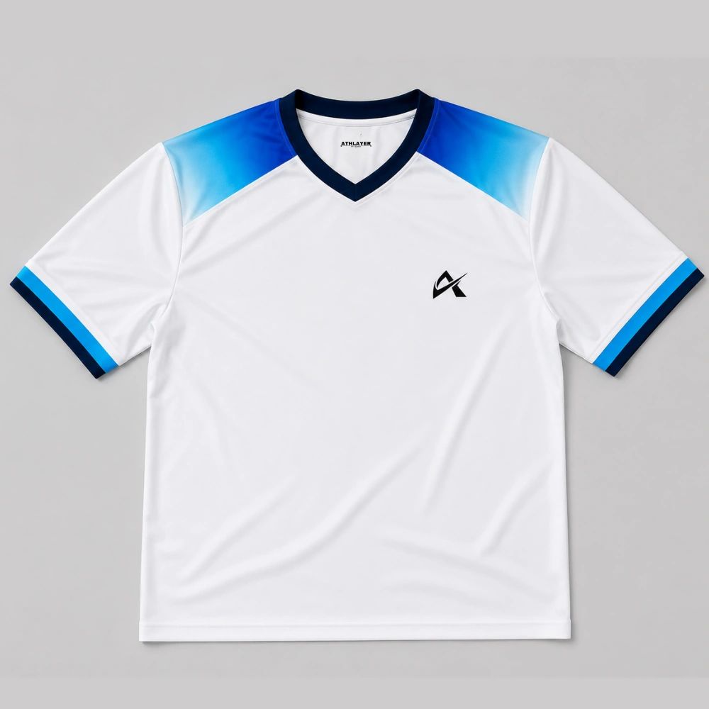 Athlayer Men’s White Cotton Lycra Running T-Shirt - Flat Pose