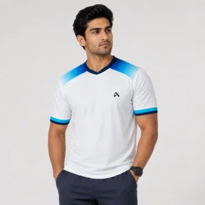 Athlayer Men’s White Cotton Lycra Running T-Shirt