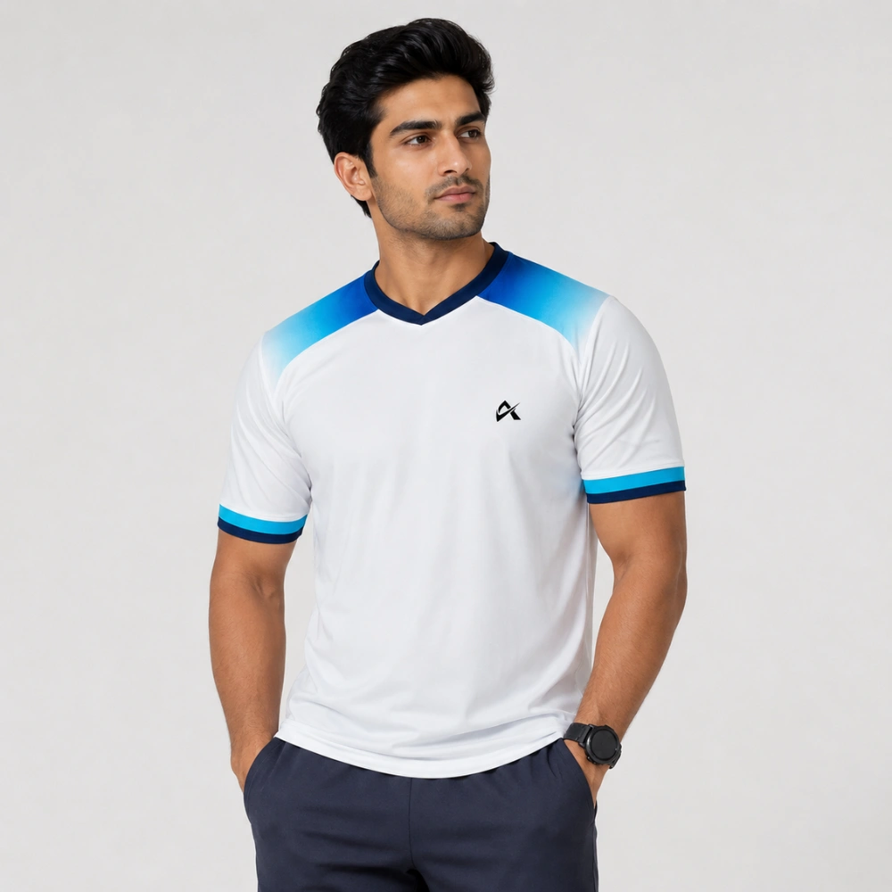 Athlayer Men’s White Cotton Lycra Running T-Shirt