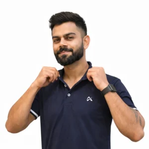 Solid Blue Lycra Polo T-Shirt for Men Athlayer (4)