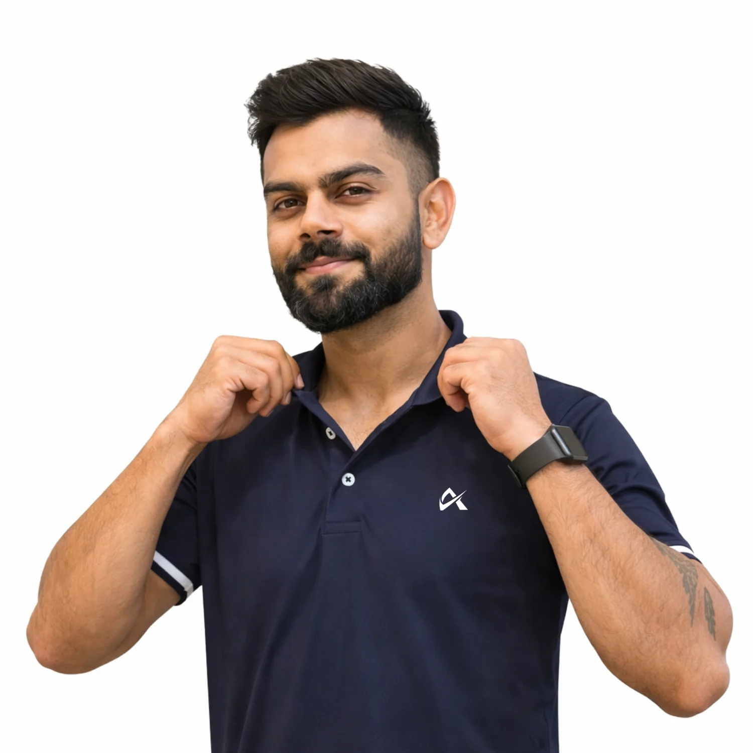 Solid Blue Lycra Polo T-Shirt for Men Athlayer (4)