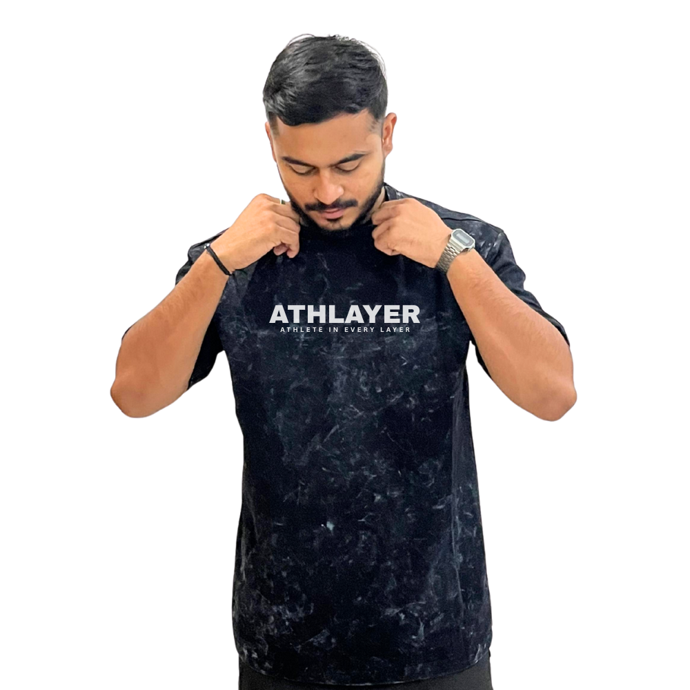 Athlayer Oversized Black Acid Wash T-Shirt for Men - Image 3