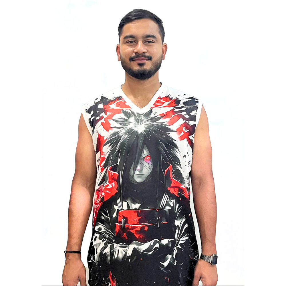 Men’s Anime Sports Sleeveless T-Shirt – Madara Uchiha Gym & Training Wear