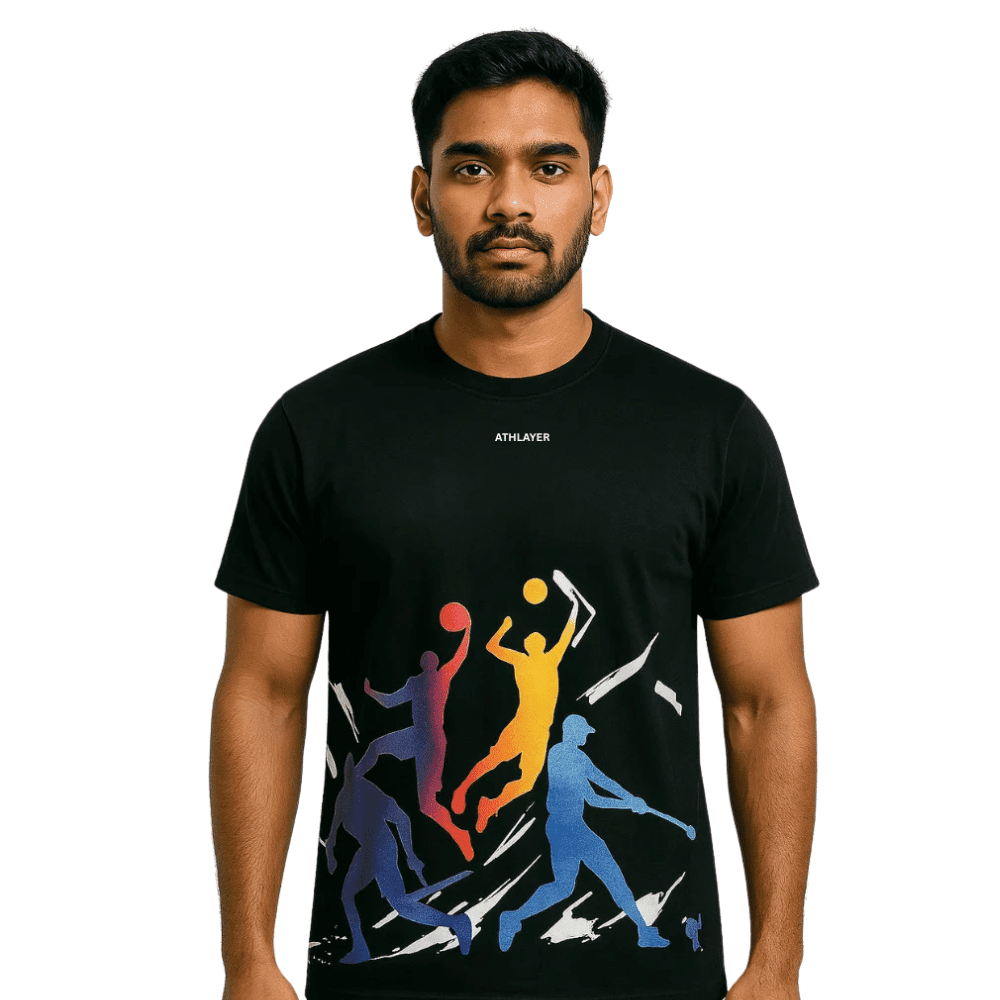 Athlayer Sports Impact Tee — Multi-Sport Graphic Edition