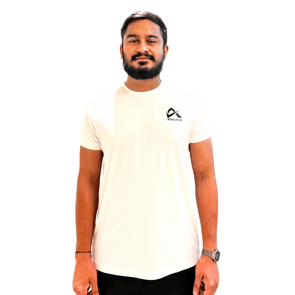 Athlayer White Sports T-Shirt for Men