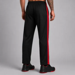 Men’s Black Straight Fit Casual Leisure Trousers - Side back Pose