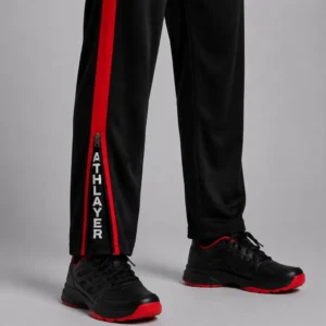 Men’s Black Straight Fit Casual Leisure Trousers - Zoomed bottom Pose
