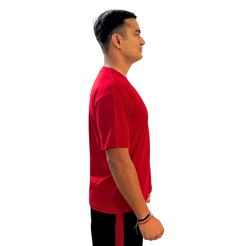 Athlayer Red Solid Men Round Neck T-Shirt - Image 2