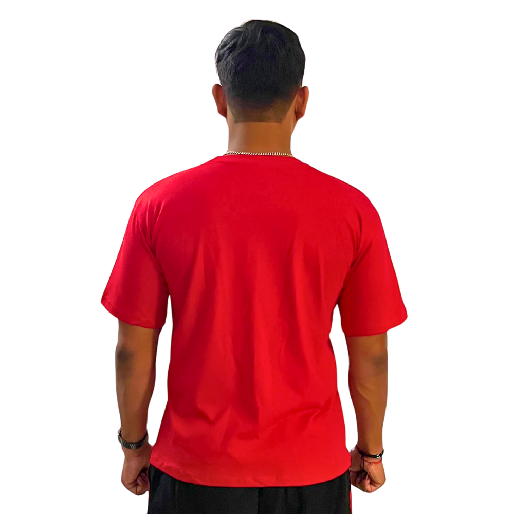 Athlayer Red Solid Men Round Neck T-Shirt - Image 4