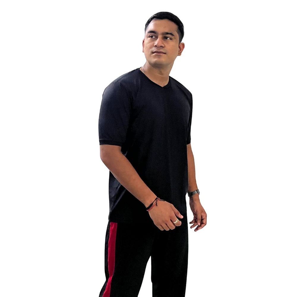 Athlayer 4-Way Lycra Black Sports T-Shirt for Men - Image 3