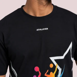Men’s Black Multi-Sport Cotton Terry T-Shirt - Zoomed pose