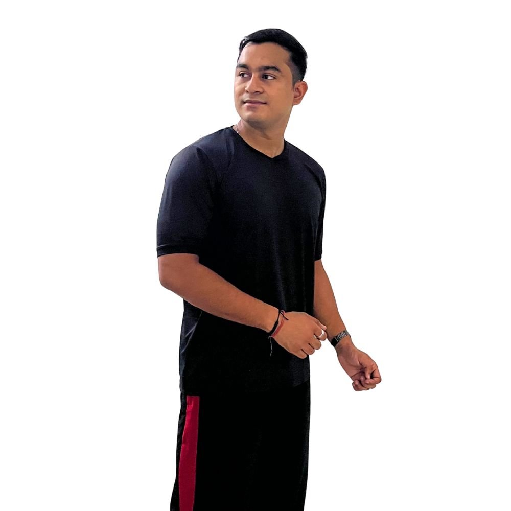 Athlayer 4-Way Lycra Black Sports T-Shirt for Men - Image 4