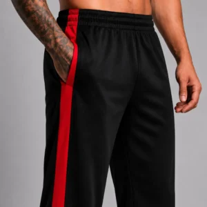 Men’s Black Straight Fit Casual Leisure Trousers - Zoomed Upper Pose
