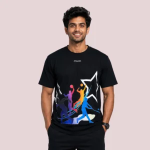 Men’s Black Multi-Sport Cotton Terry T-Shirt - front pose