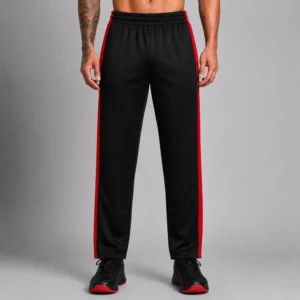 Men’s Black Straight Fit Casual Leisure Trousers - Front Pose