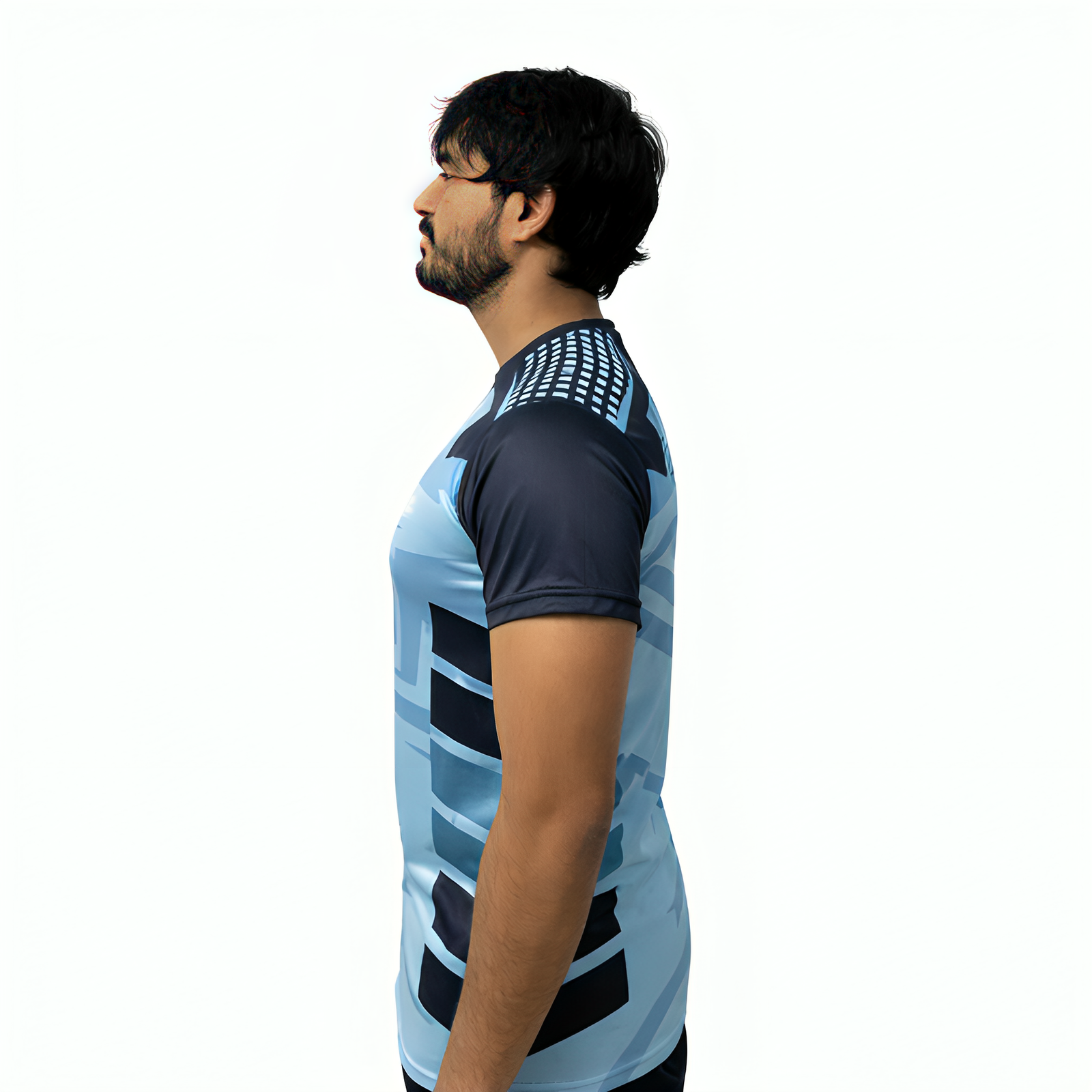 side pose of Mens Light Blue T-Shirt