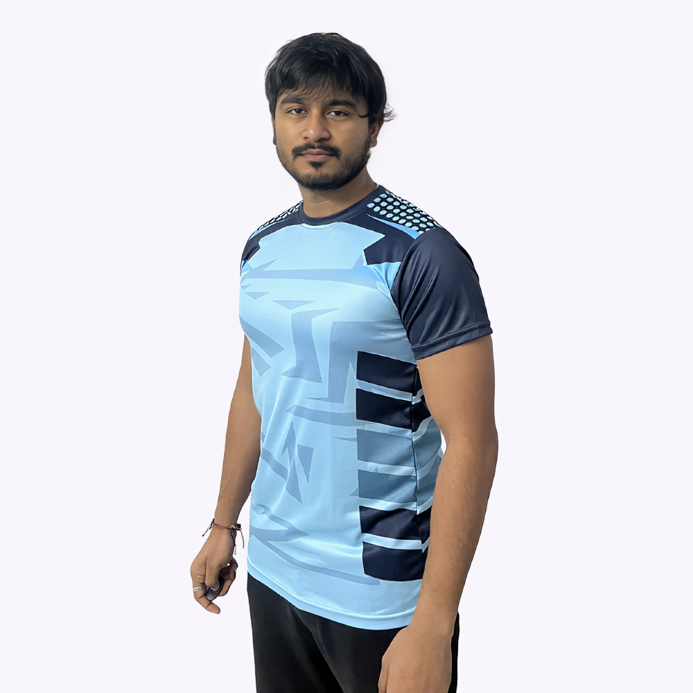 Front Side pose of Mens Light Blue T-Shirt