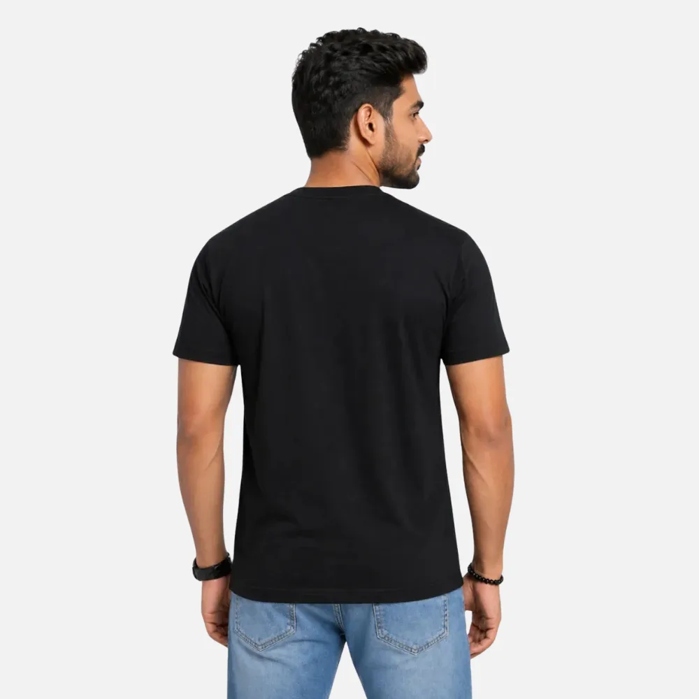 Black RUN Graphic Printed Men’s Cotton T-Shirt - Back Pose (1)