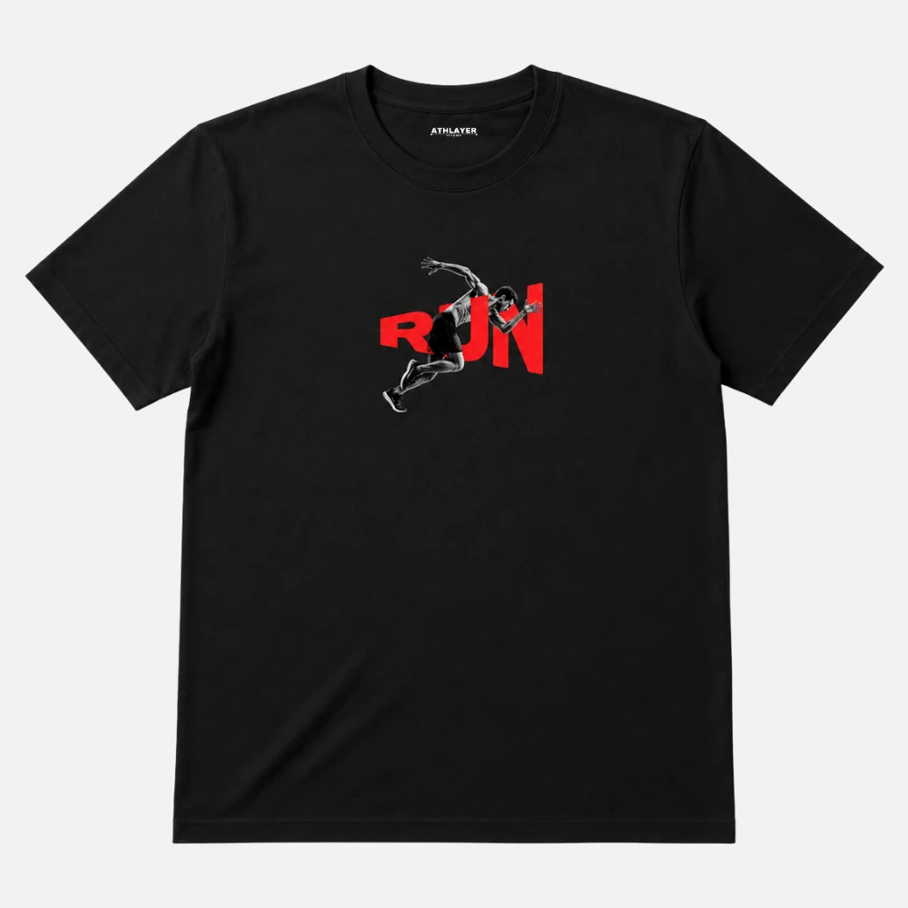 Black RUN Graphic Printed T-Shirt for Men | Premium Cotton - Image 5