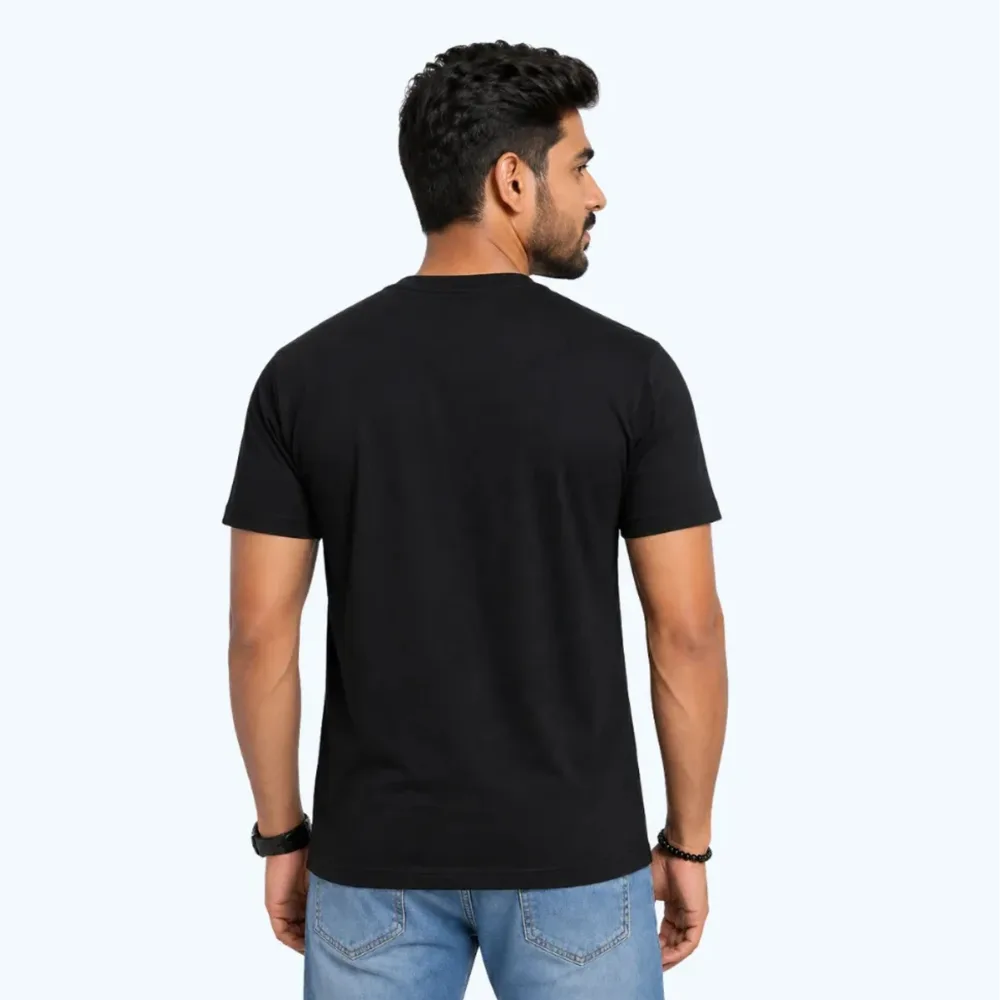 GYMDARI Black Cotton T-Shirt for Men - Back Pose