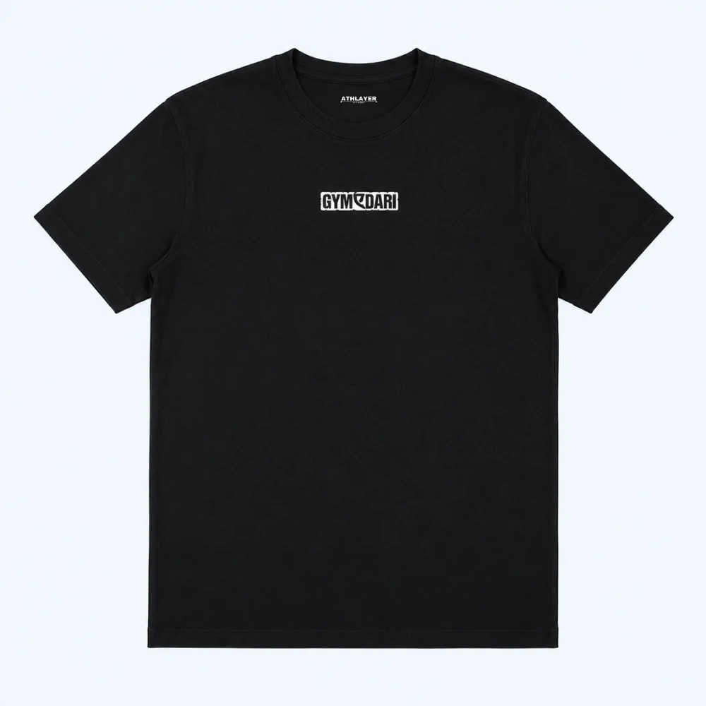 Men GYMyeDARI Graphic Printed Black T-Shirt | Premium Cotton Round Neck Casual Gym Wear - Image 4