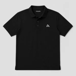 Athlayer Premium Black Polo T-Shirt for Men with Half Sleeves - Flat Pose
