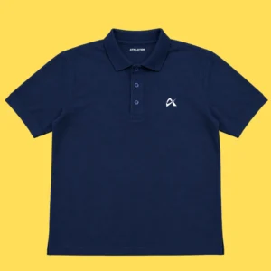Athlayer Premium Navy Blue Polo T-Shirt for Men with Half Sleeves - Flat pose