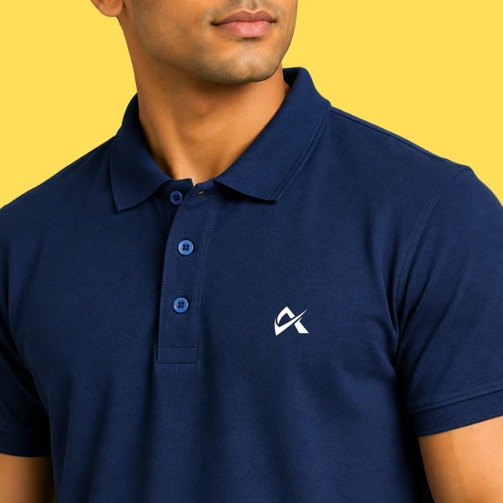 Athlayer Men's Navy Blue Pure Cotton Polo T-Shirt | Regular Fit - Image 4