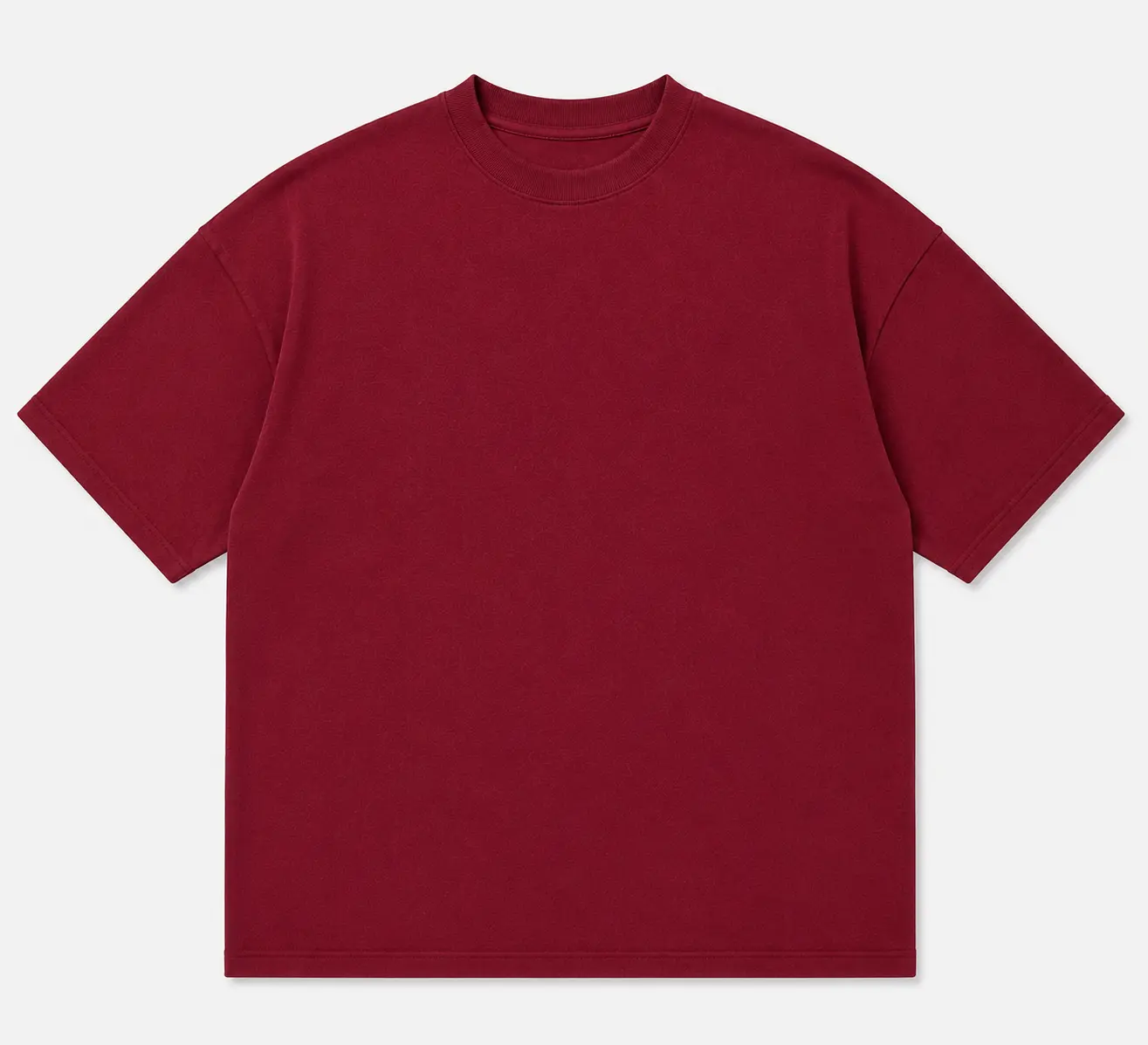 athlayer Men Solid Round Neck Pure Cotton Maroon T-Shirt - side pose - flat pose