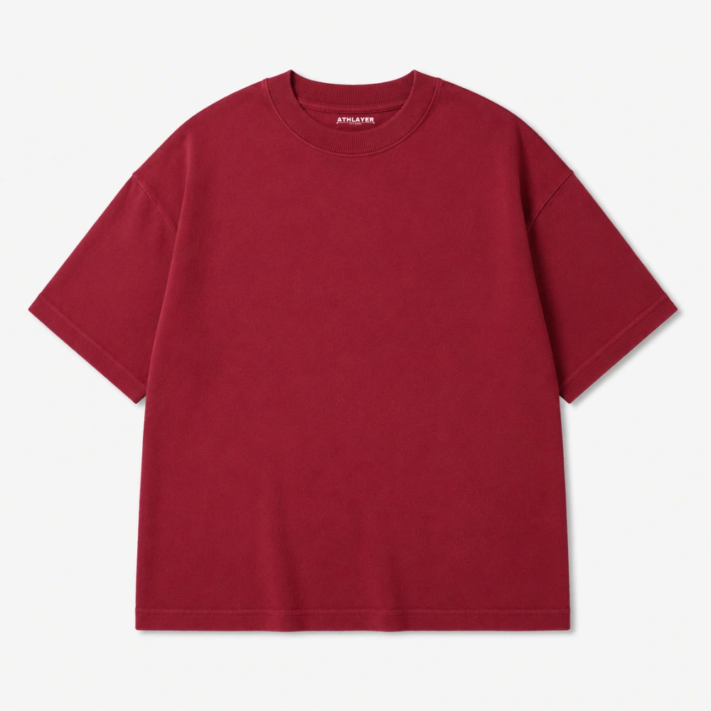 Men Oversized Maroon T-Shirt - Flat Pose