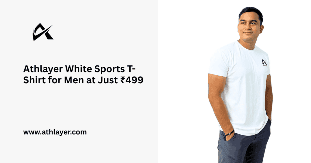 Athlayer White Sports T-Shirt for Men at Just ₹499
