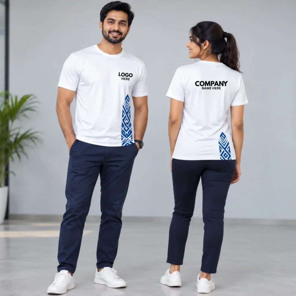 White Round neck tshirt Custom Corporate T-shirt for men and women